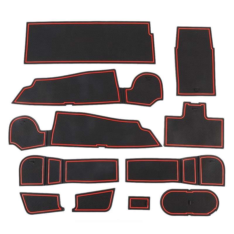 Car Water Cup Gate Slot Mats Plastic Red Anti-Slip Interior Door Pad for Mercedes-Benz A Class 2019