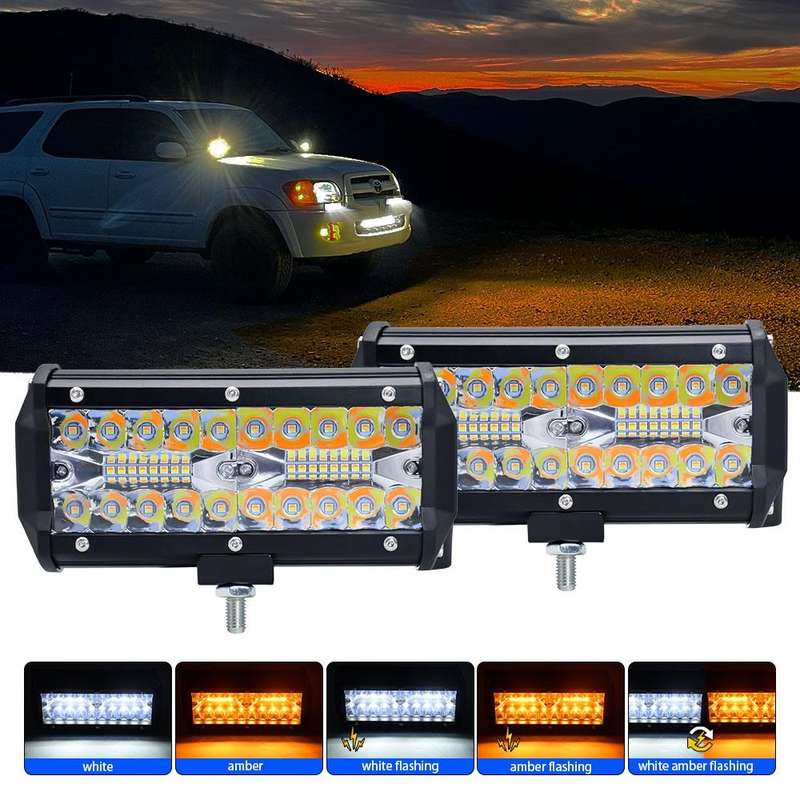 7 inch 15W 3 Row Car LED Strip Light Working Refit Off-road Vehicle Lamp Roof Strip Light with Ye...