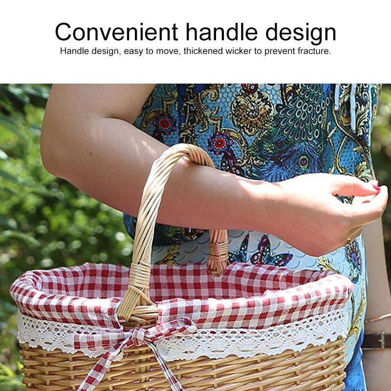 Hand-woven Picnic Basket Sackcloth Rattan Storage Basket, Specification:Large(Primary Color Coffe...