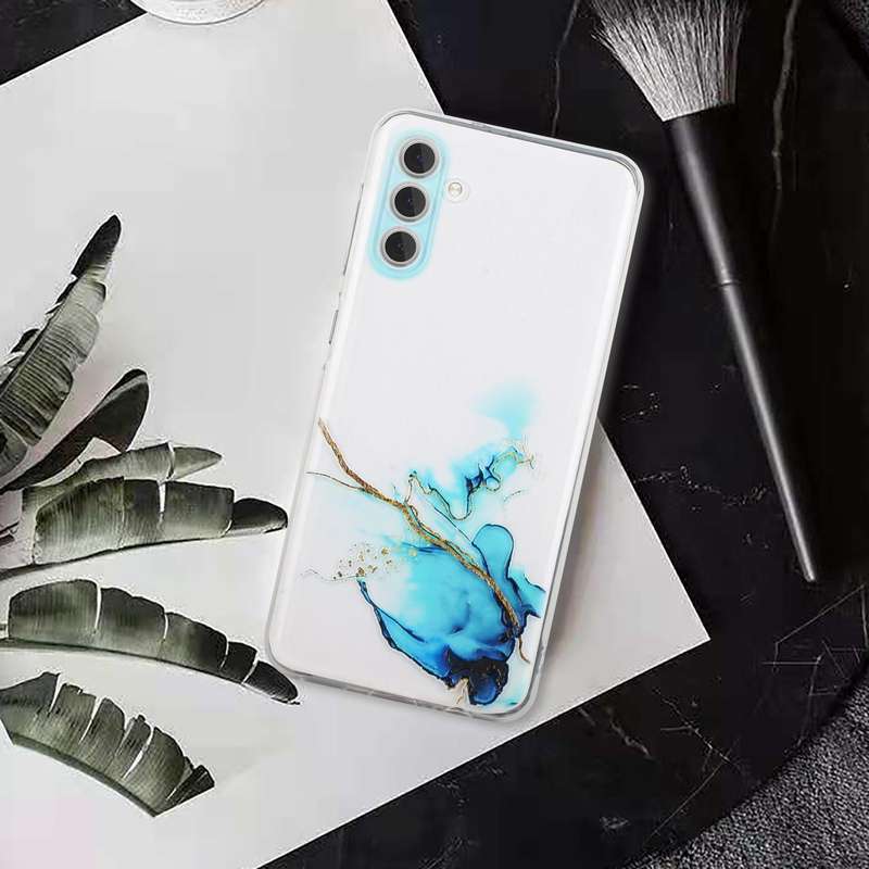 For Samsung Galaxy A15 5G Hollow Marble Pattern TPU Phone Case(Blue)