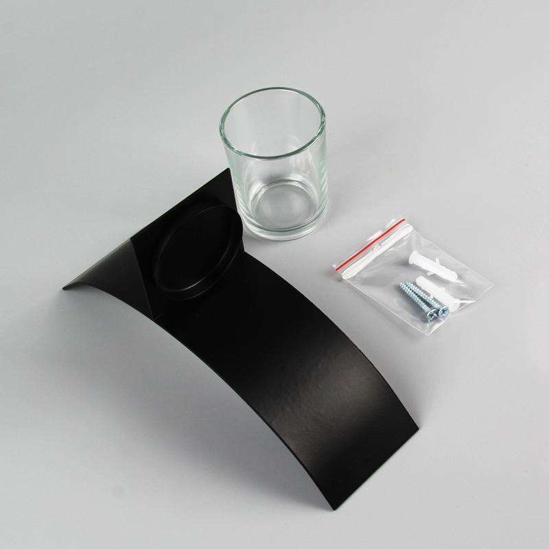2 PCS BS2001 Three-Dimensional Arc Wall Hanging Iron Candlestick Wall Decoration(Black)