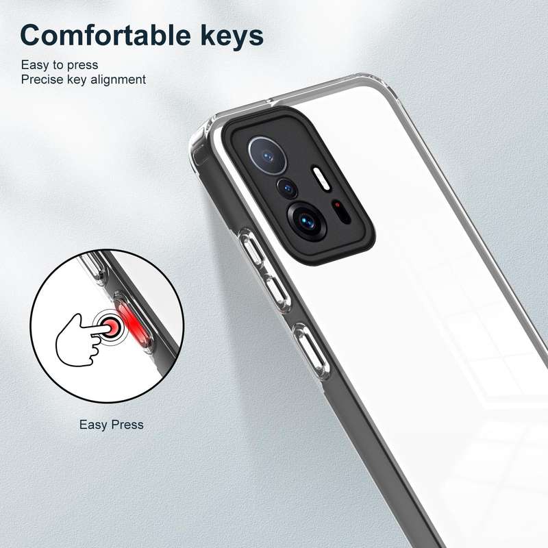 For Xiaomi 11T Pro 3 in 1 Clear TPU Color PC Frame Phone Case(Black)