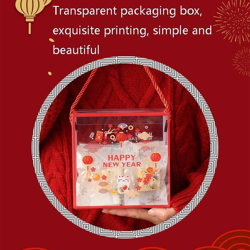 10 PCS Snowflake Pastry Packaging Box Transparent Gift Box(Golden Border Transparent)
