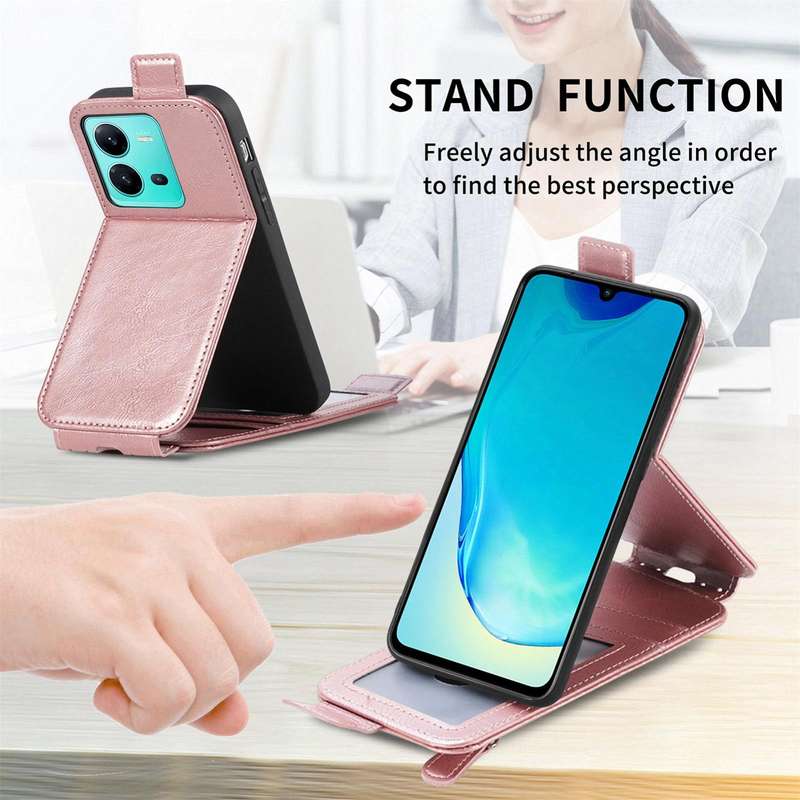 For vivo V25 Zipper Wallet Vertical Flip Leather Phone Case(Rose Gold)