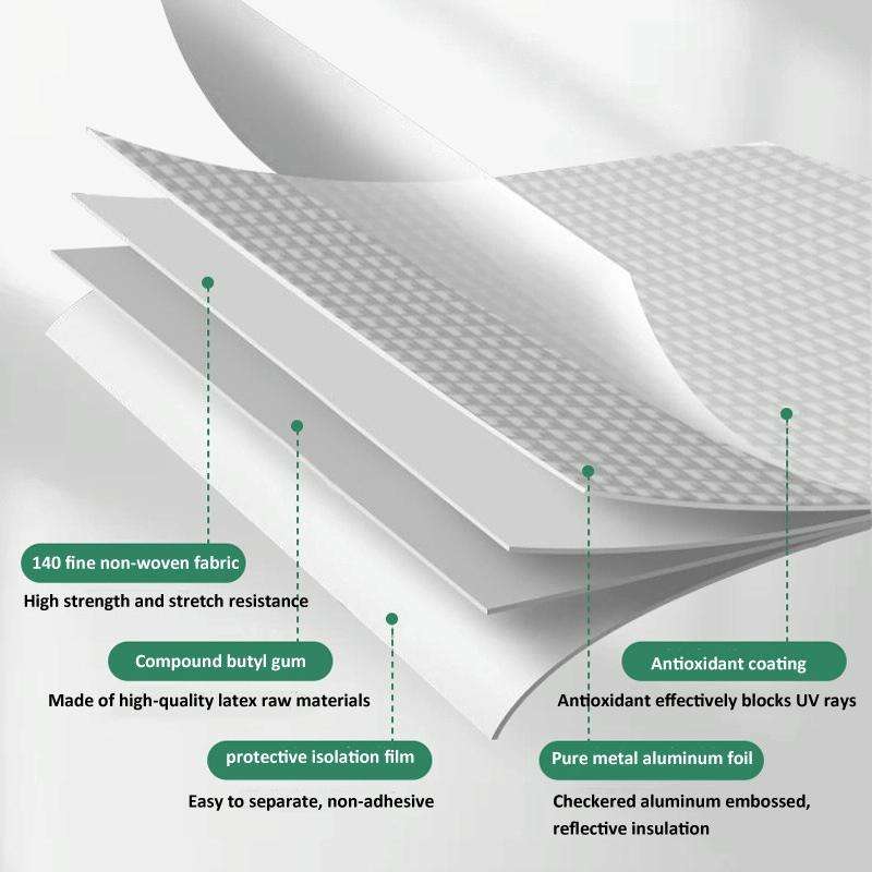 1.2mm Thickness Butyl Waterproof Tape Self-Adhesive Aluminum Foil Tape, Width x Length: 10cm x 5m