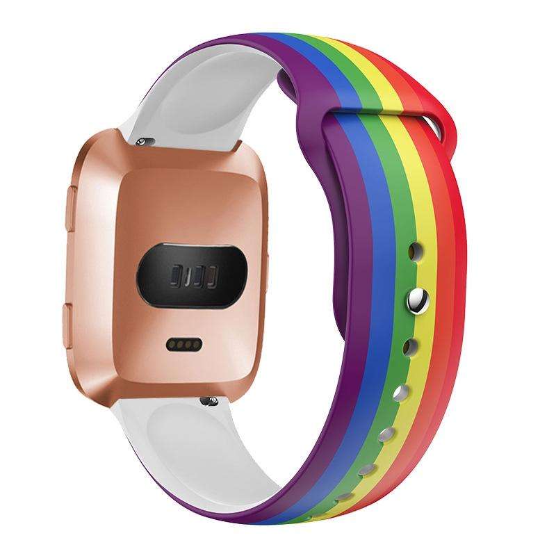 For Fitbit Versa 2 / Lite 22mm Reverse Buckle Printed Silicone Watch Band(Brown Leopard)