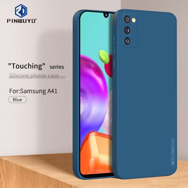 For Samsung Galaxy A41 PINWUYO Touching Series Liquid Silicone TPU Shockproof Case(Blue)