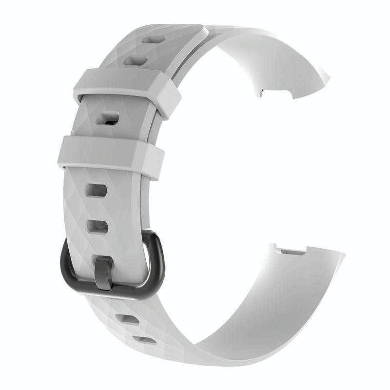 Diamond Pattern Silicone Watch Band for Fitbit Charge 4 Small Size190*18mm(White)