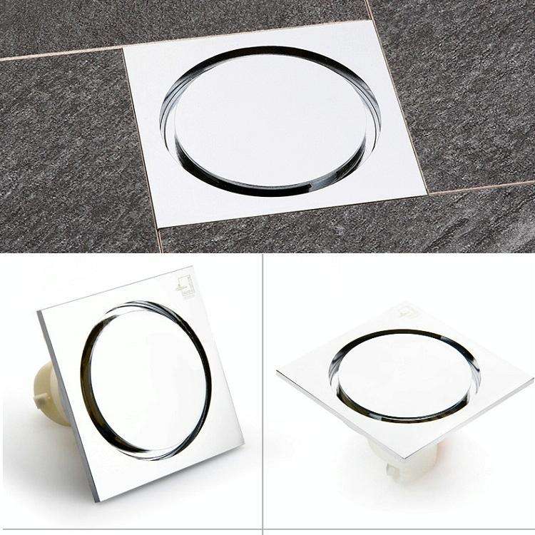 Kitchen Toilet Sewer Deodorant Anti-flooding Anti-odor Invisible Floor Drain(Brushed Silver)