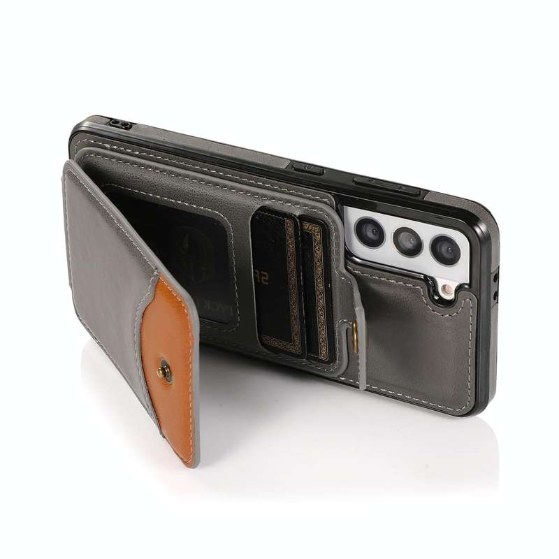 For Samsung Galaxy S21 FE 5G Soft Skin Leather Wallet Bag Phone Case(Grey)