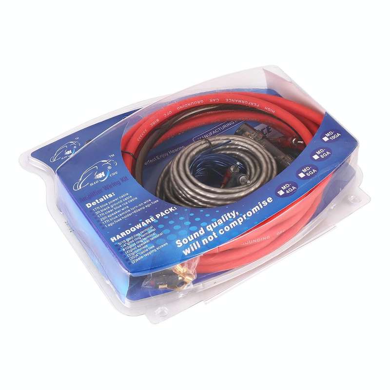 1200W 10GA Car Copper Clad Aluminum Power Subwoofer Amplifier Audio Wire Cable Kit with 60Amp Fus...