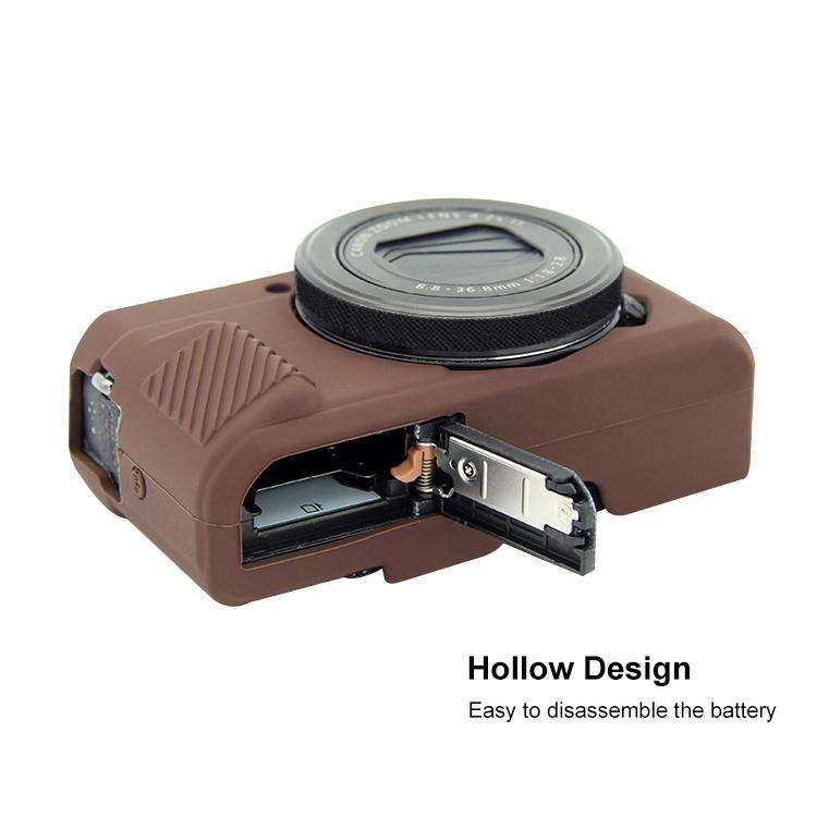 PULUZ Soft Silicone Protective Case for Canon EOS G7 X Mark II(Coffee)