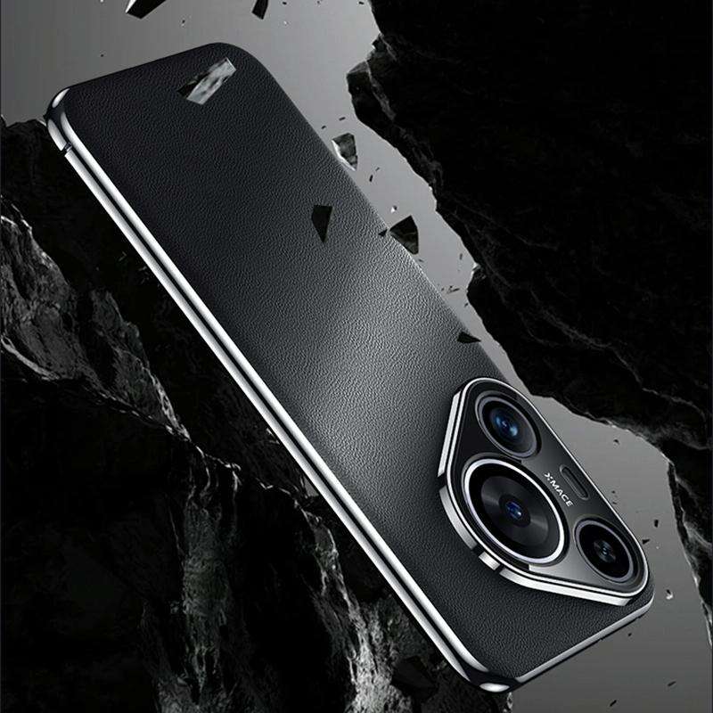For Huawei Pura 70 Ultra Plain Leather Series Shockproof Phone Case(Black)