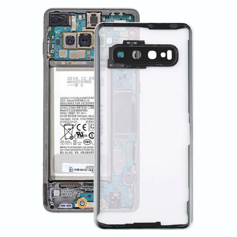 For Samsung Galaxy S10 G973F/DS G973U G973 SM-G973 Transparent Battery Back Cover with Camera Len...