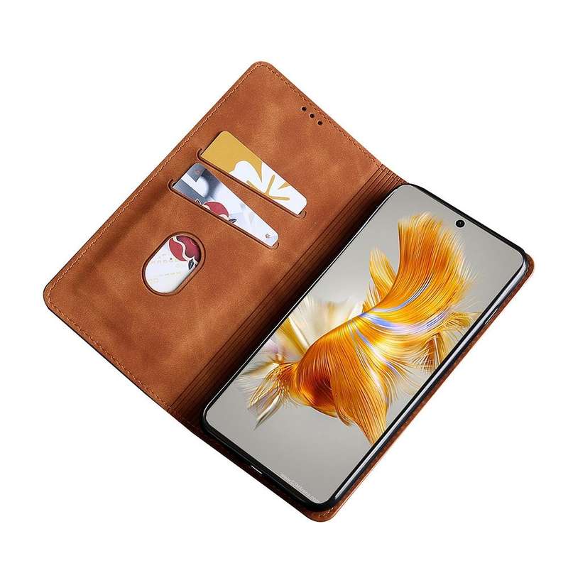 For Huawei Mate 50 Pro Skin Feel Magnetic Horizontal Flip Leather Phone Case(Light Brown)