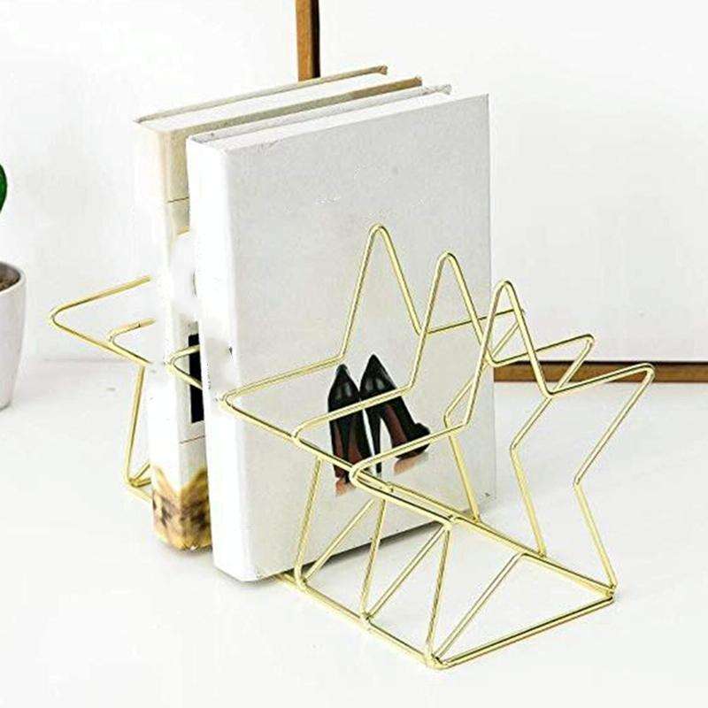 Gold S Shape Electroplated Bookend Desk Organizer Desktop Office Home Bookends Book Holder Book S...