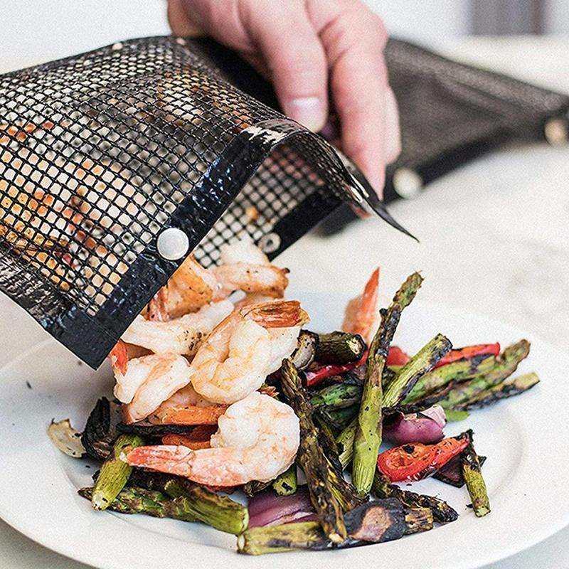 Barbecue Heat Resistant Non-stick Grilling Mesh BBQ Baking Bag, Size: 27 x 22cm (Black)