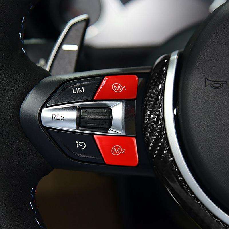 Sports Steering Wheel M1+M2 Fashion Button Switch Trim Cover for BMW F30 F34 F15 F16 2014-2018(Red)