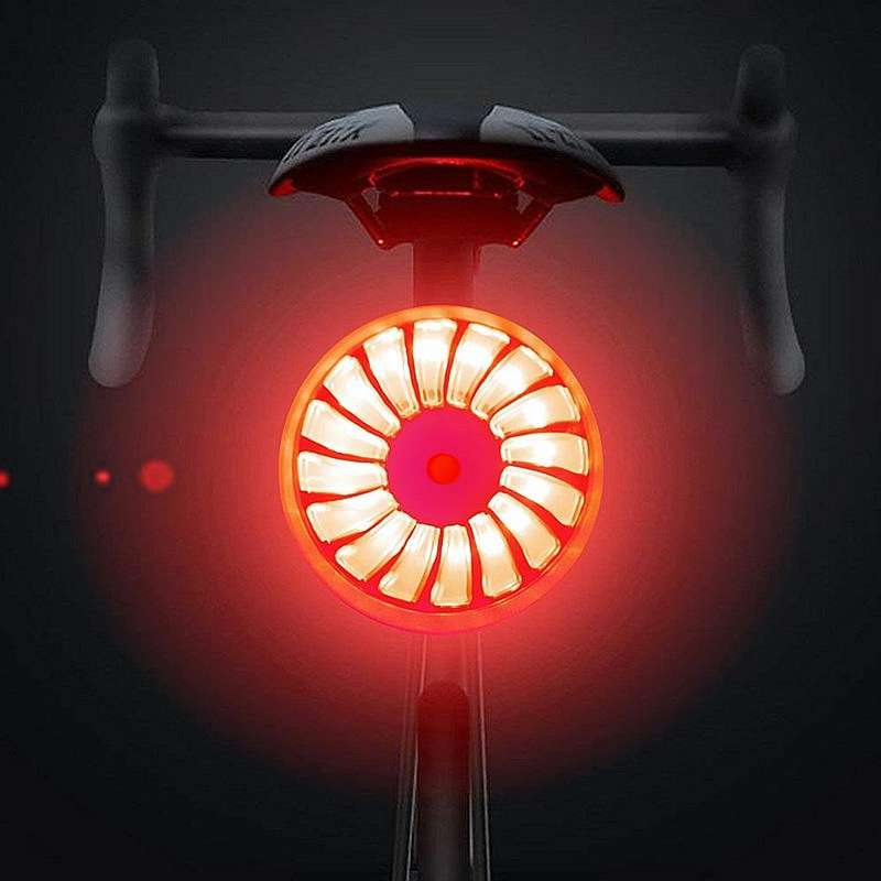 Bicycle Smart Sensor Brake Light USB Tail Light Warning Light(Black)