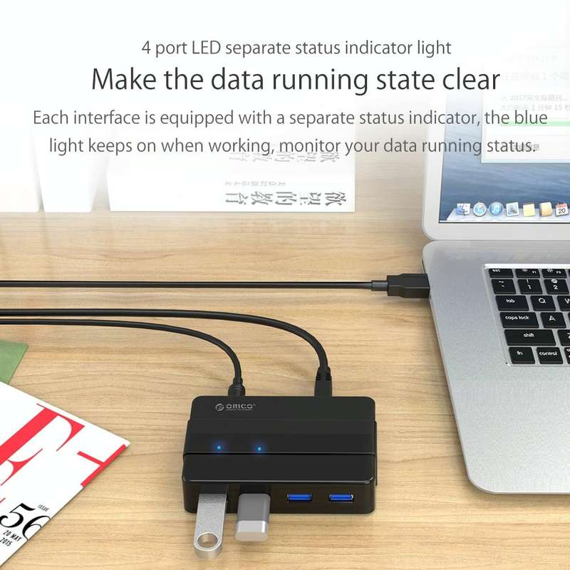 ORICO H4928-U3 ABS High Speed 4 Ports USB 3.0 HUB with 12V Power Adapter for Smartphones / Tablet...