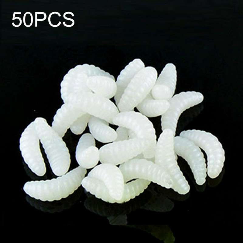 HENGJIA SO106 50 PCS 20mm Simulation Bread Bait Worms Crescent Soft Bait Horseback Fish Worm Bait...