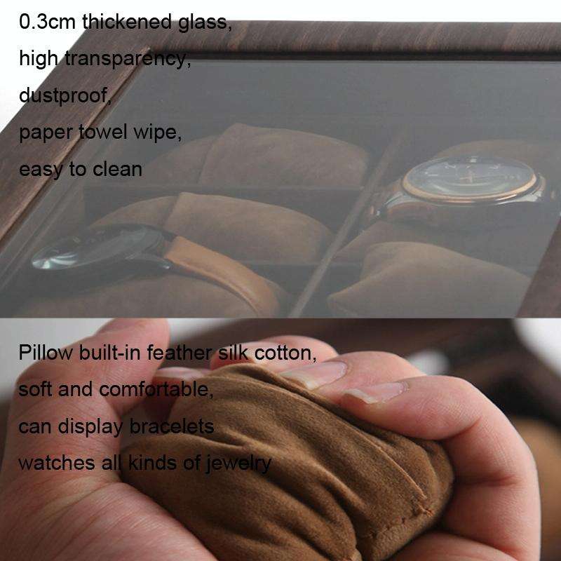 Wood Grain Leather Watch Display Box Watch Storage Case Jewelry Box, Style: 2 Digit Long