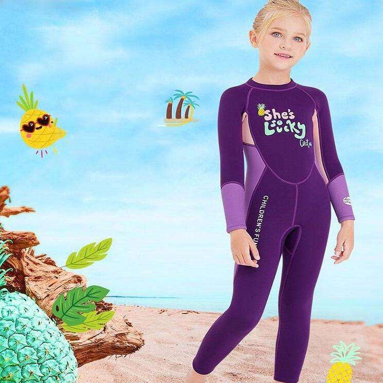 DIVE&SAIL Children Warm Swimsuit One-piece Wetsuit Long Sleeve Cold-proof Snorkeling Surfing Suit...