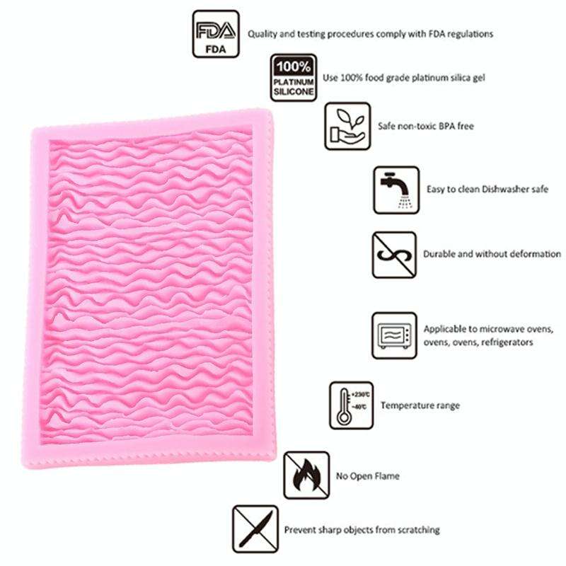 CC562 Food Grade Fondant Silicone Mold Pleated Skirt Cake Decorating Tool