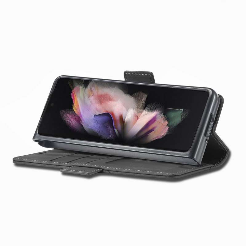 For Samsung Galaxy Z Fold3 5G Forwenw Dual-side Buckle Leather Phone Case(Black)