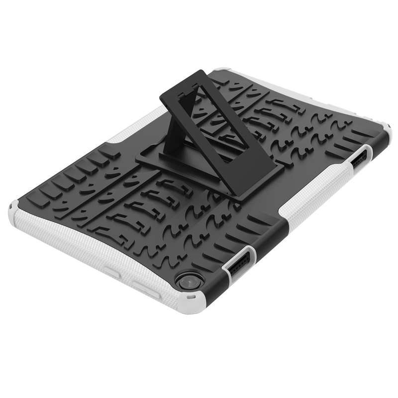 For Lenovo Tab M10 3rd Gen Tire Texture TPU + PC Tablet Case with Holder(White)