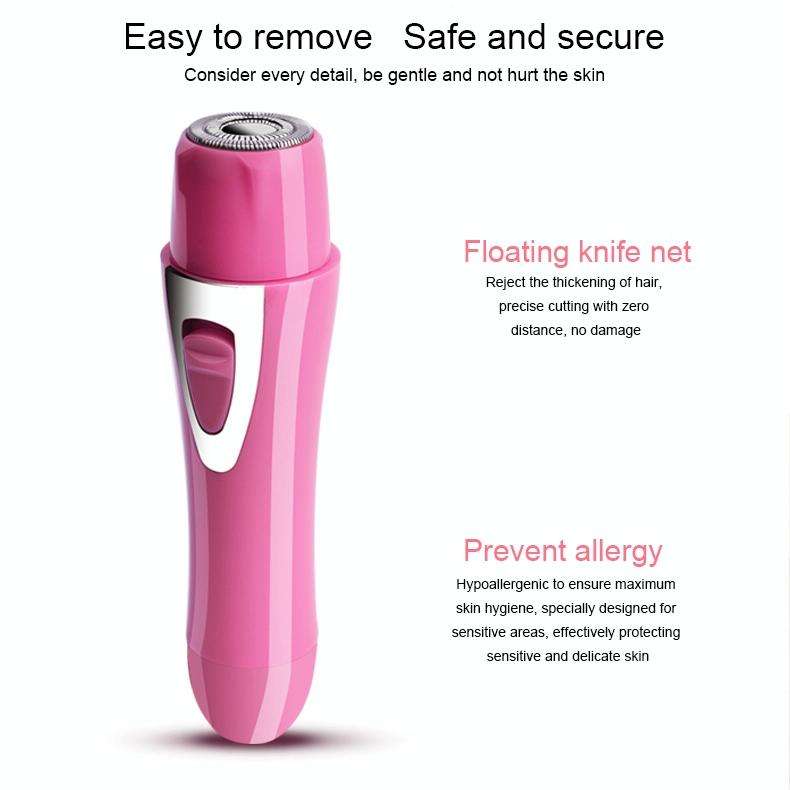 2 in 1 Lady Shaving Hair Removal Device Electric Mini Shaving Nose Hair Remover(Pink)