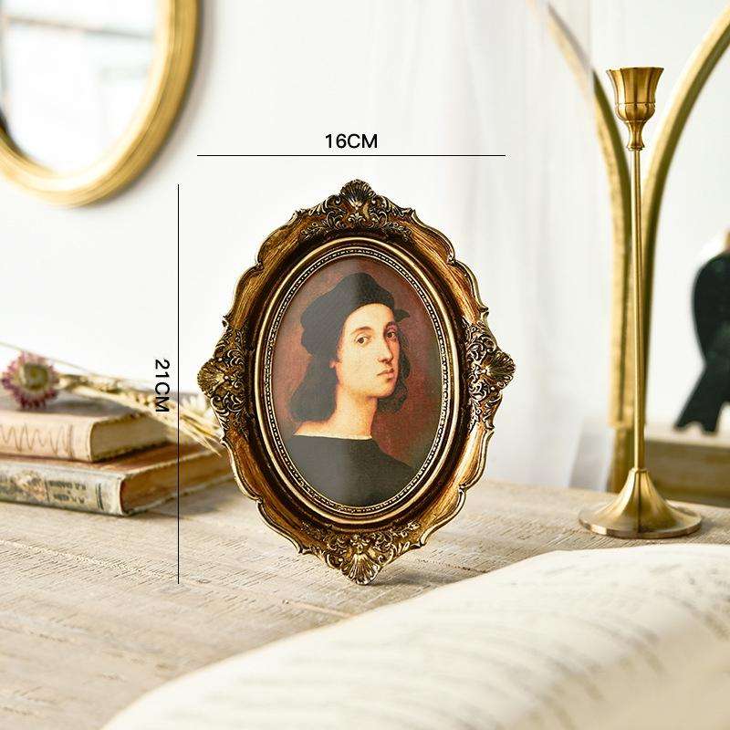 Retro Imitation Wood Home Decor Photo Frames, Spec: Oval-6 inches