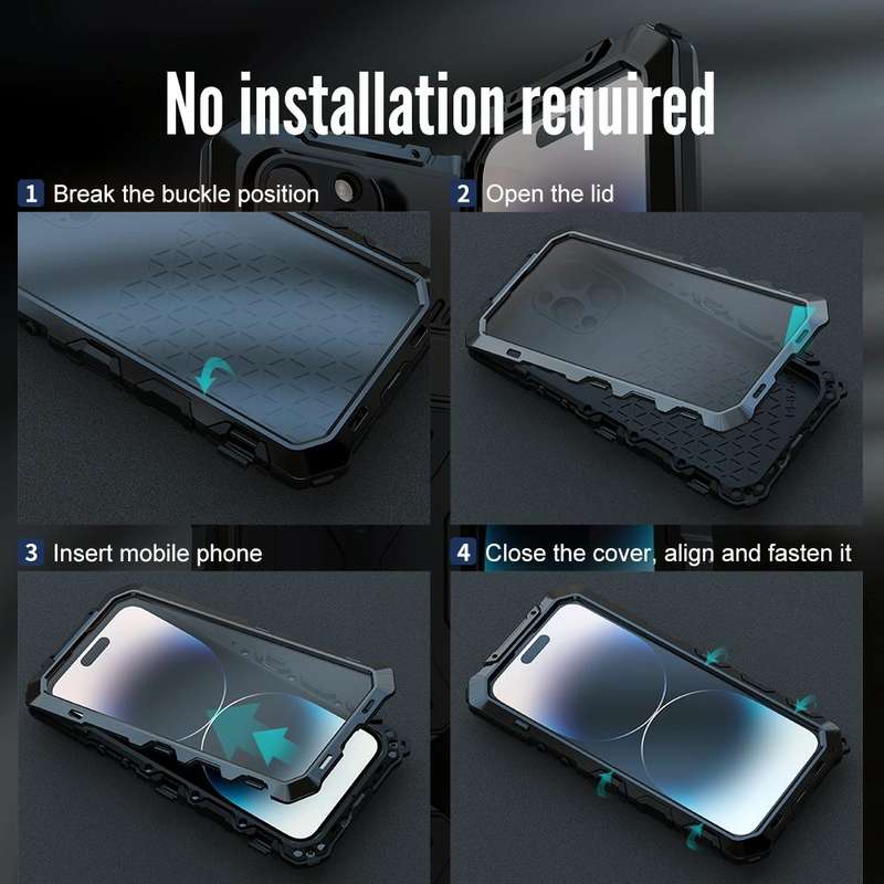 For iPhone 14 Pro Max R-JUST Life Waterproof Dustproof Shockproof Phone Case(Black)