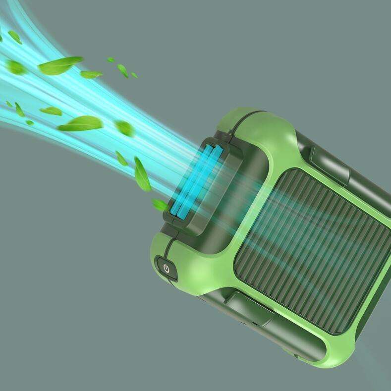 Wall-mounted Fan Outdoor USB Charging Waist-mounted Portable Fan(Dark Green+Light Green)