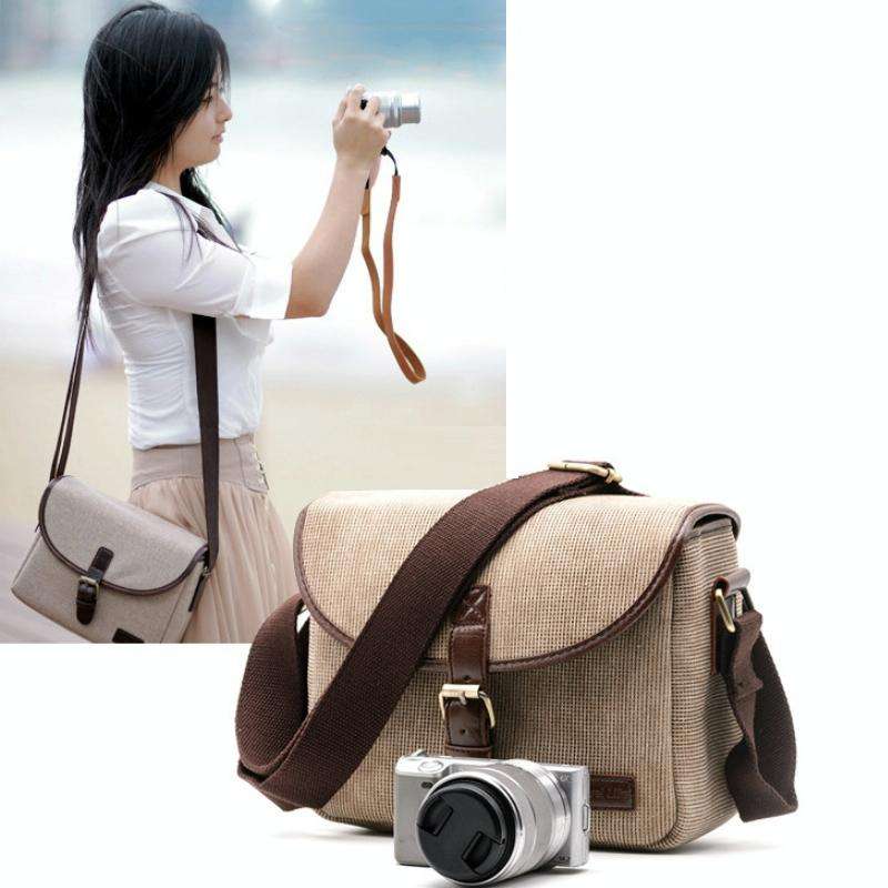 Casual SLR Camera Canvas Crossbody Bag(Gray)
