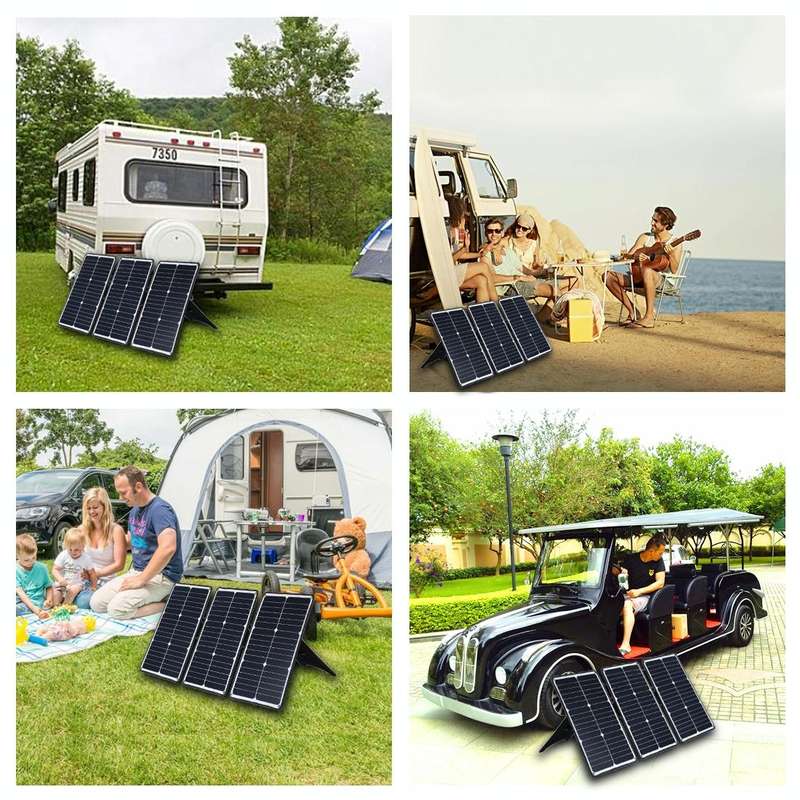 HAWEEL 3 PCS 20W Monocrystalline Silicon Solar Power Panel Charger, with USB Port & Holder & Tige...