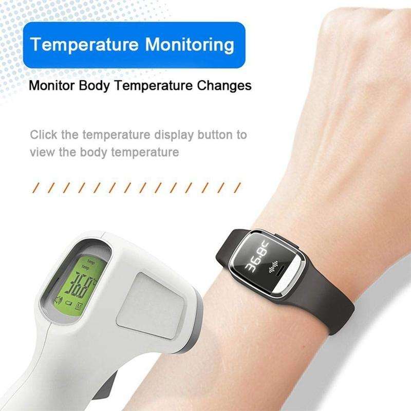 M20 Outdoor Ultrasonic Wave Mosquito Repellent Wristband with Clock & Body Temperature Test(Black)
