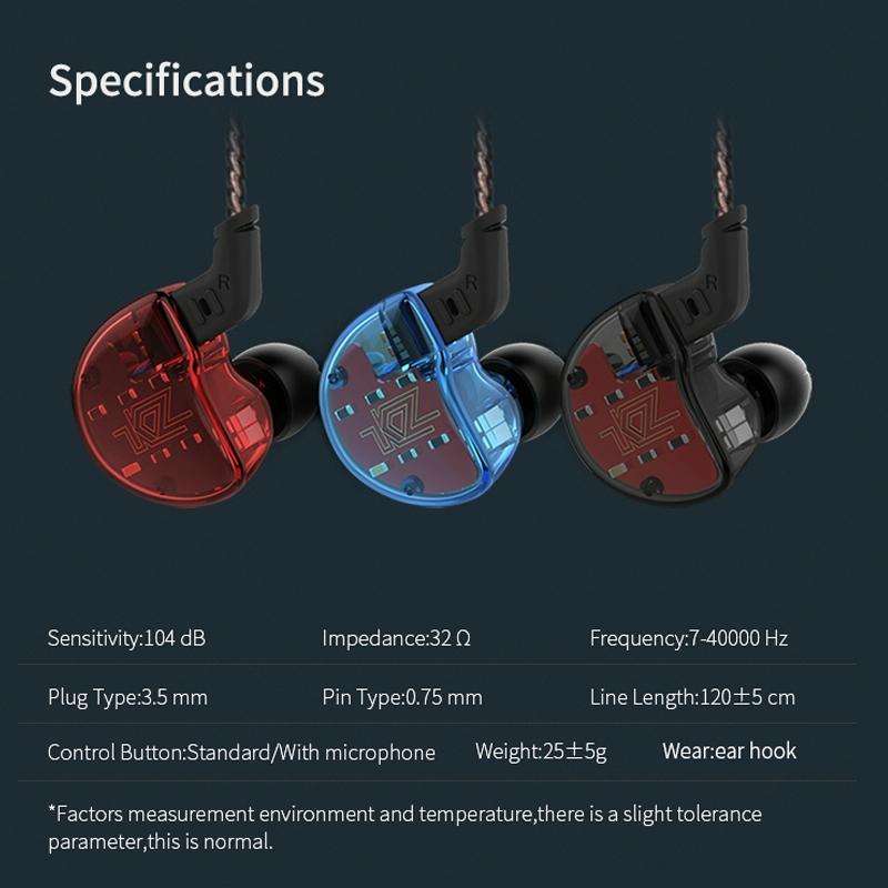 KZ ZS10 Ten Unit Circle Iron In-ear Mega Bass HiFi Earphone with Microphone (Blue)