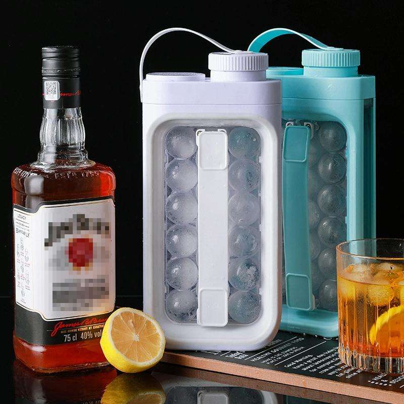 2-in-1 Portable Ice Ball Cold Kettle Silicone Ice Cube Mold Frozen Ice Cube Box(White)