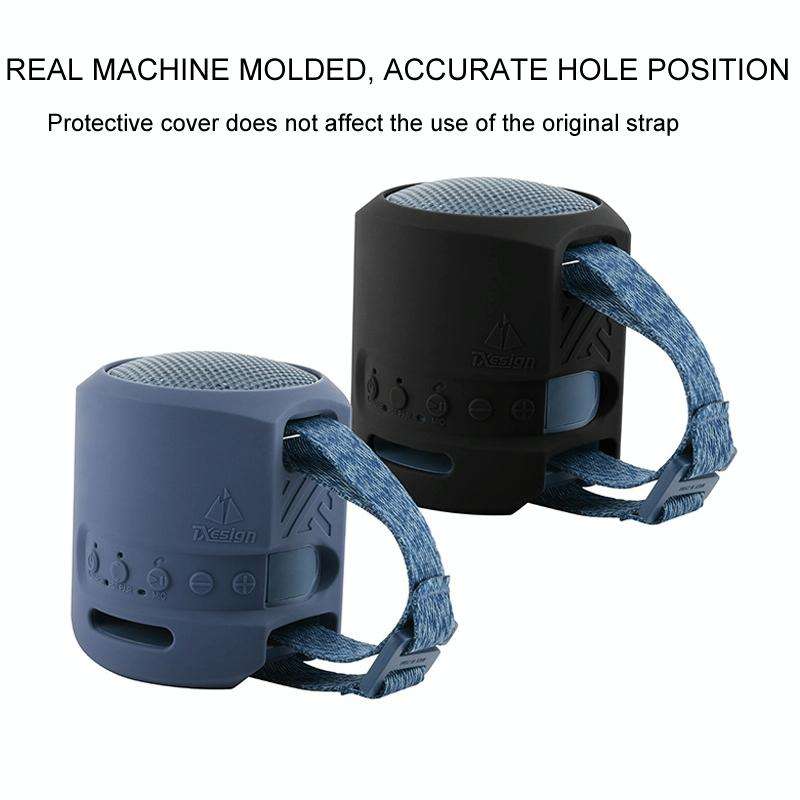 For Sony SRS-XB13 Speaker Silicone Case With Hook And Loop Fastener Strap(Black)