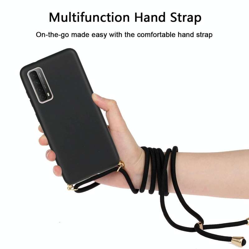 For Huawei P smart 2021 Wheat Straw Material + TPU Protective Case with Lanyard(Black)