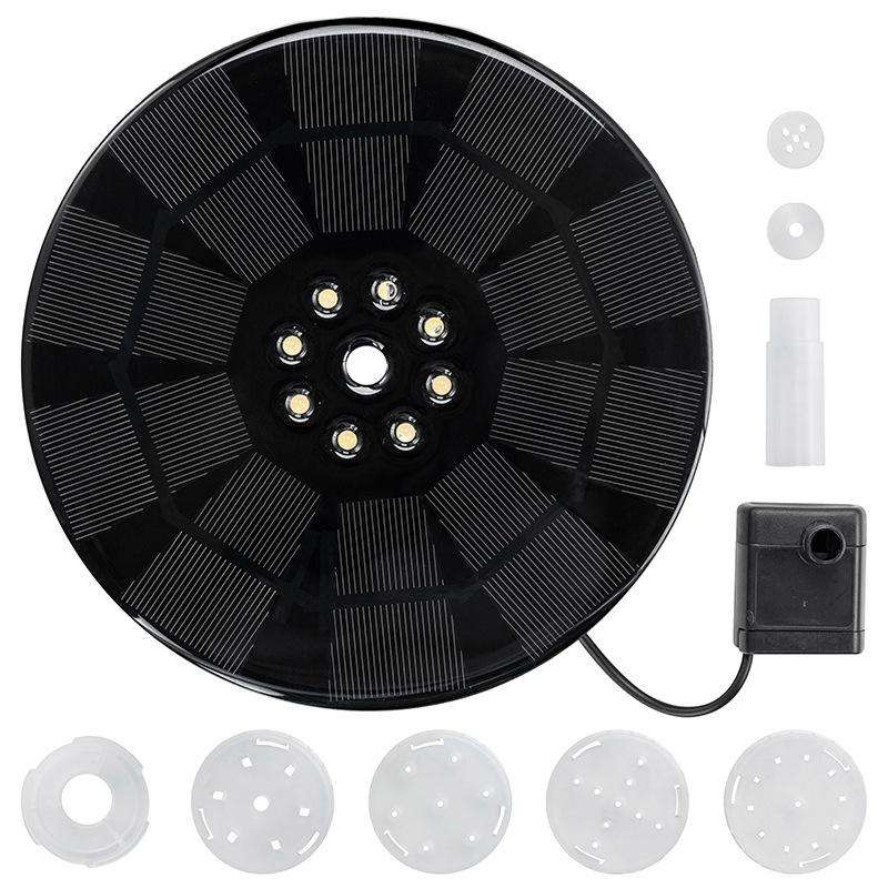 Colorful Lamp Battery Solar Fountain Floating Landscape Fountain(Colorful Transparent Nozzle)