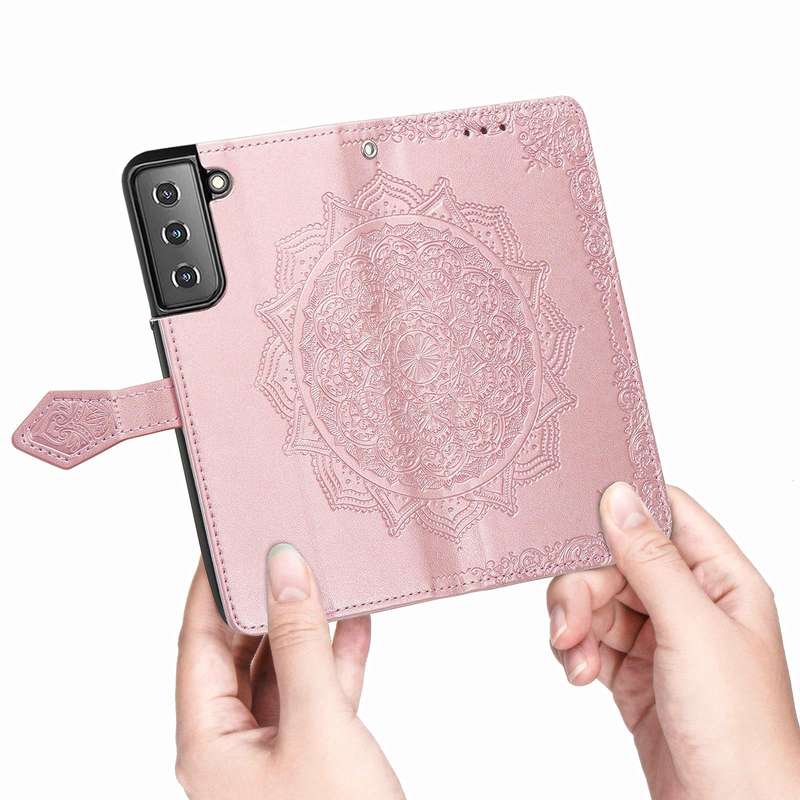 For Samsung Galaxy S22 5G Mandala Flower Embossed Horizontal Flip Leather Case with Holder & Card...