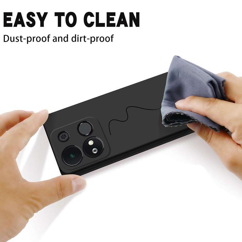 For itel A04 Pure Color Liquid Silicone Shockproof Phone Case(Black)