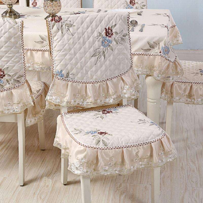 Home Dining Table/Chair Non-Slip Cover, Size: 1 Chair Cover+1 Back Cover(Triangular Blue)