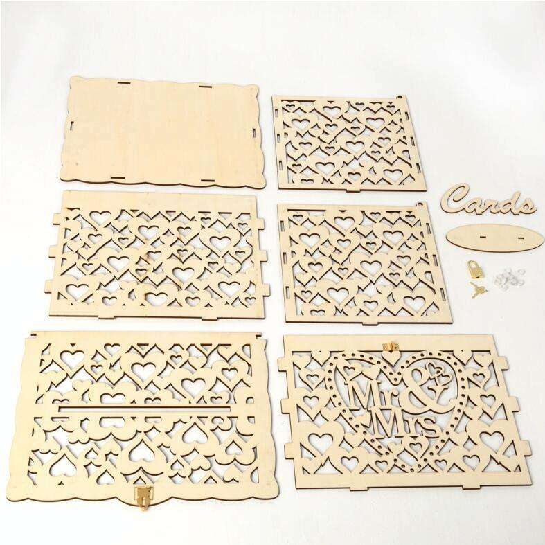 DIY Wooden Beautiful Wedding Card Box Gift Decoration Box, Size:Small