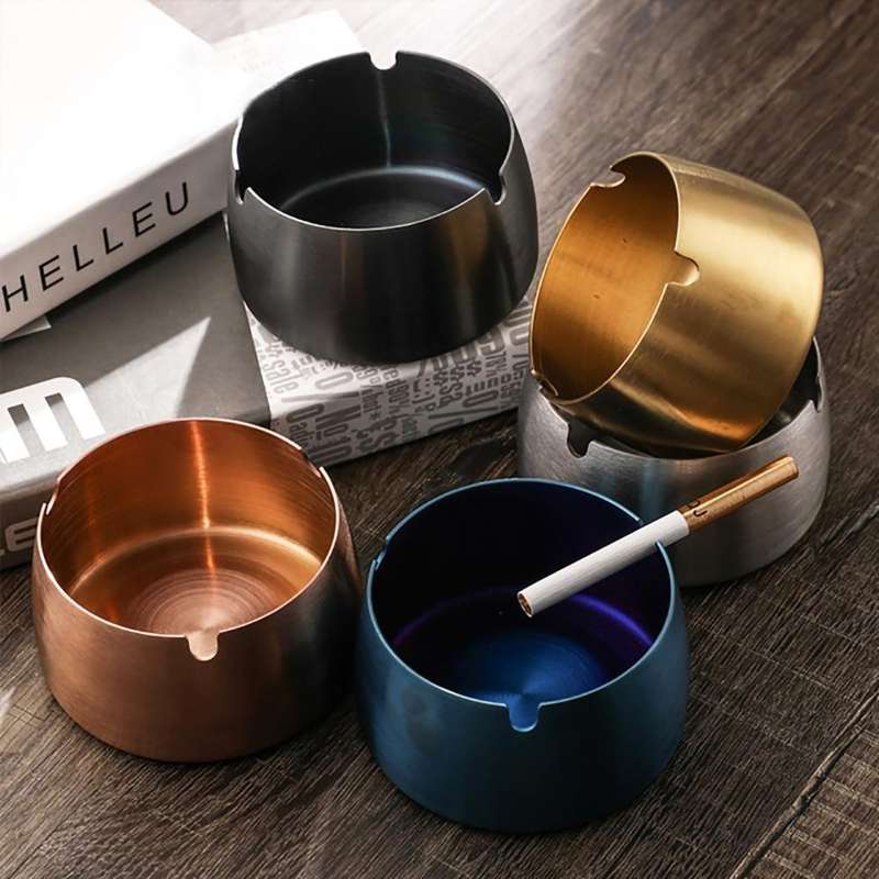 Thickened Stainless Steel Ashtray Windproof And Drop-Proof Ashtray, Specification: Extra Large(Co...