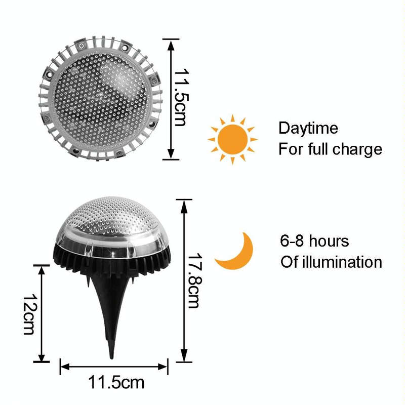 8 LEDs Solar Circular Underground Light Outdoor Waterproof Lawn Stair Light, Light Color: White L...