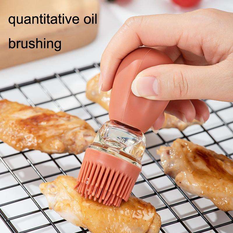 Kitchen Baking BBQ Silicone Brush Oil Bottle(Orange Green)