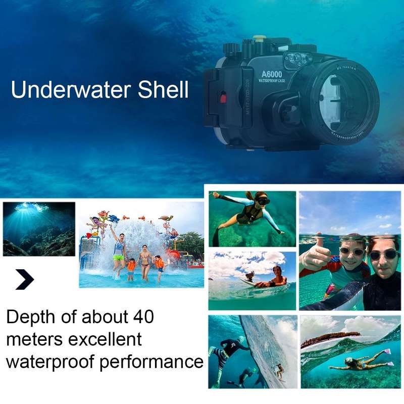 PULUZ 40m Underwater Depth Diving Case Waterproof Camera Housing for Sony A6000 (E PZ 16-50mm F3....